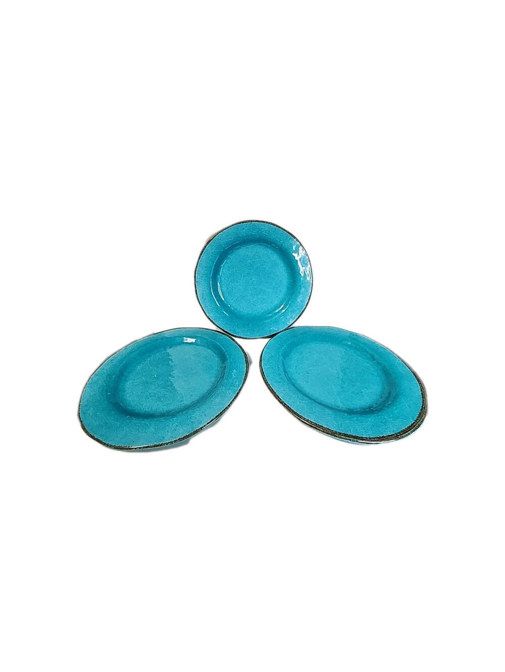 Tag Living Teal Bronze Trim Plates BPA Free Set Of 3 10.75"